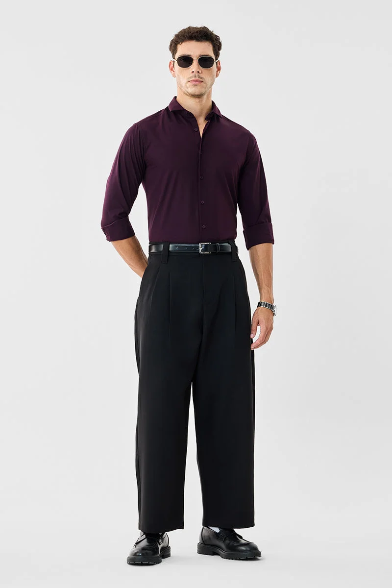 SNITCH Black Baggy Stretch Trousers for Men | Best Price UAE